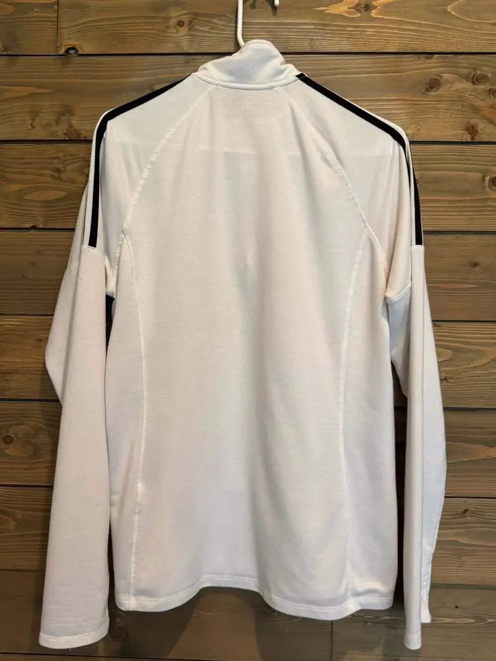 Adidas White Black 3-Stripes Quarter Zip Pullover Sweatshirt Size L